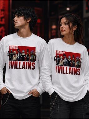 My Hero Academia League of Villains Long Sleeve Anime Graphic Tee M White Unisex